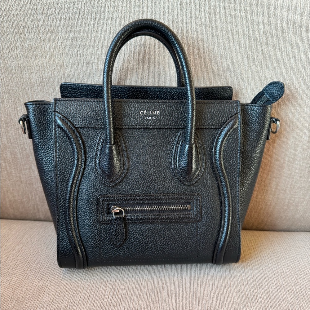 Celine Micro Luggage Handbag in Drummed Calfskin